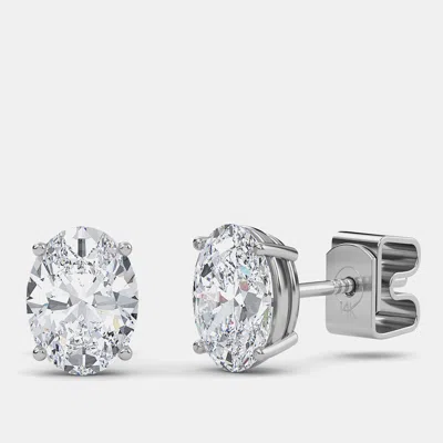 Pre-owned Made By Man 14k Oval Cut Solitaire Lab Grown Diamonds Earrings (1 Ctw)