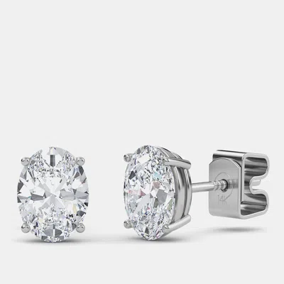 Pre-owned Made By Man 14k Oval Cut Solitaire Lab Grown Diamonds Earrings (3/4 Ctw)