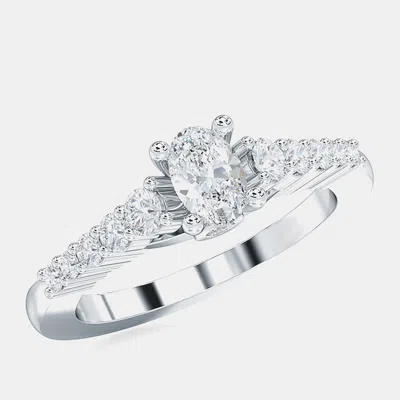 Pre-owned Made By Man 14k Oval Cutal Solitaire With Lab Grown Diamonds Bridal Ring Us 7
