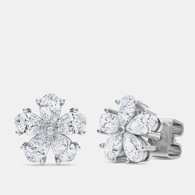 Pre-owned Made By Man 14k Pear Flower Lab Grown Diamonds Earrings (1 1/2 Ctw)
