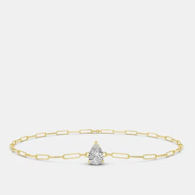 Pre-owned Made By Man 14k Pear Shape Paper Clip Lab Grown Diamond Bracelet (0.50 Ctw)
