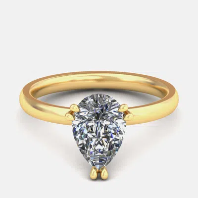 Pre-owned Made By Man 14k Pear Two Tone Solitaire Ring (1.75 Ctw) Us 7