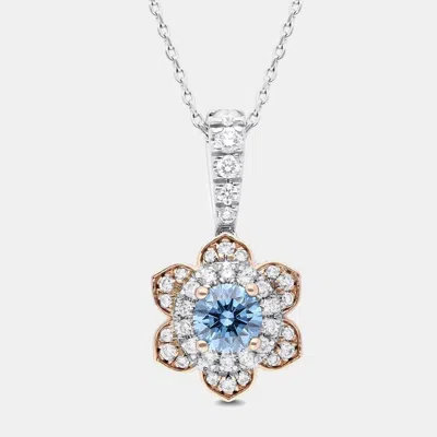 Pre-owned Made By Man 14k Rose Gold/white Gold Round Cut White Flower Ring (0.90ctw)