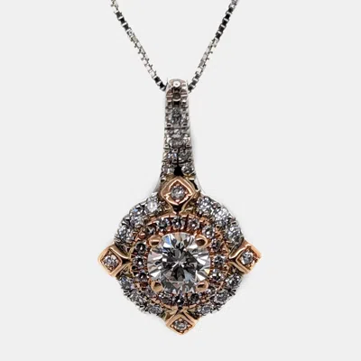 Pre-owned Made By Man 14k Rose Gold/white Gold Round Cut White Halo Pendant (0.90ctw)
