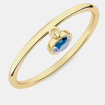 Pre-owned Made By Man 14k Round Blue Dangle Lab Grown Diamond Stone Ring (0.21 Ctw)