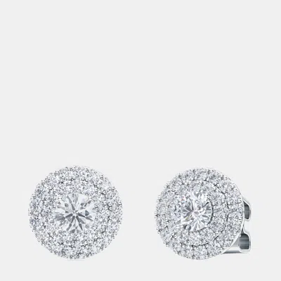Pre-owned Made By Man 14k Round Double Halo Lab Grown Diamond Earrings (1/2 Ctw)