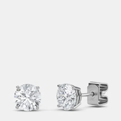 Pre-owned Made By Man 14k Round Four Prong Basket Solitaire Earrings (1/2 Ctw)