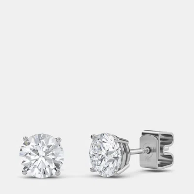 Pre-owned Made By Man 14k Round Four Prong Basket Solitaire Earrings (1/3 Ctw)