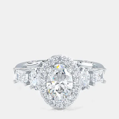 Pre-owned Made By Man 14k Stone Mix Oval Halo Ring (1 1/2 Ctw) Us 7