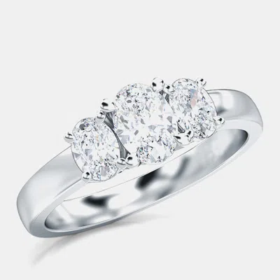 Pre-owned Made By Man 14k Three Stone Oval Ring (1 Ct) Eu 48