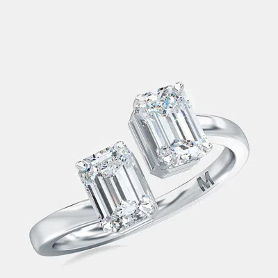 Pre-owned Made By Man 14k Two Stone Emerald Cut Solitaire Ring Set Straight (3/4 Ctw)