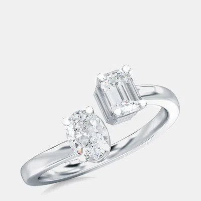 Pre-owned Made By Man 14k Two Stone Oval Solitaire Ring Set (1 Ctw) Us 7
