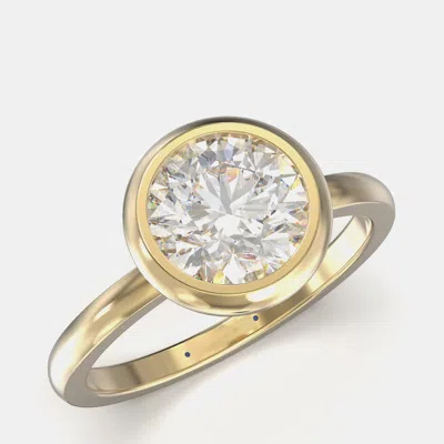 Pre-owned Made By Man 14k Yellow Gold Bezel Set Round Solitaire Ring (1.50 Ctw) Us 7