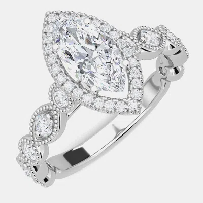 Pre-owned Made By Man 14kw Engagement Mq Lgd Vintage Bridal Ring (1.5ctw) Eu 48