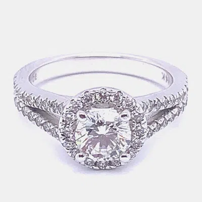 Pre-owned Made By Man 1.50ct Halo Engagement Bridal Ring Eu 48