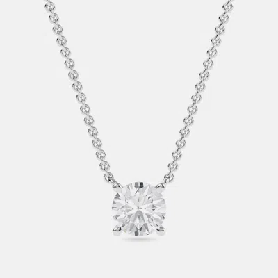 Pre-owned Made By Man 4.00 Ct Round 14k White Gold Lab Grown Diamonds Solitaire 4 Prong Pendant