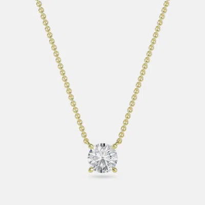 Pre-owned Made By Man 4.00 Ct Round 14k Yellow Gold Lab Grown Diamonds Solitaire 4 Prong Pendant