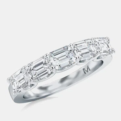 Pre-owned Made By Man 5 Lab Grown Diamonds Emeral Cut Set Sideways Band (2 Ctw) Us 7