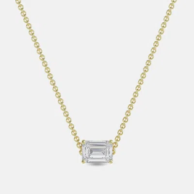 Pre-owned Made By Man 5.00 Ct Emerald 14k Yellow Gold Lab Grown Diamonds Solitaire 4 Prong Pendant