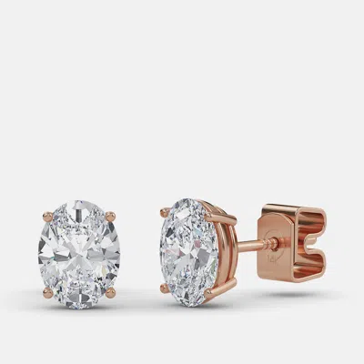 Pre-owned Made By Man 5.00 Ct Oval 14k Rose Gold Lab Grown Diamond Solitaire 4 Prong Earring