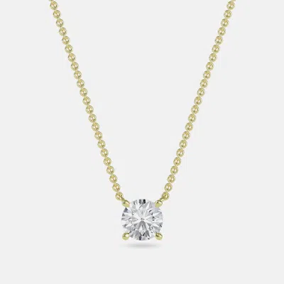 Pre-owned Made By Man 5.00 Ct Round 14k Yellow Gold Lab Grown Diamonds Solitaire 4 Prong Pendant