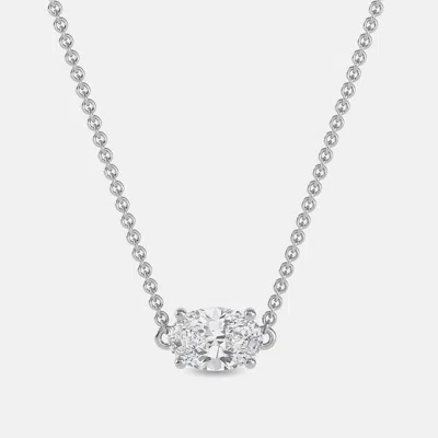 Pre-owned Made By Man 6.00 Ct Oval 14k White Gold Lab Grown Diamonds Solitaire 4 Prong Pendant