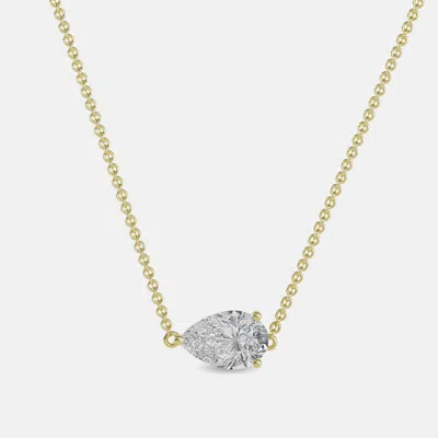 Pre-owned Made By Man 6.00 Ct Pear 14k Yellow Gold Lab Grown Diamonds Solitaire 3 Prong Pendant