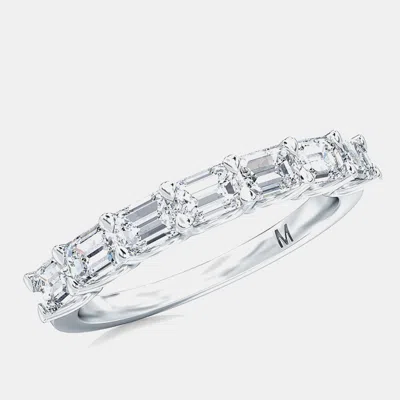Pre-owned Made By Man 7 Lab Grown Diamonds Emeral Cut Set Sideways Band (1 1/2 Ctw) Us 7