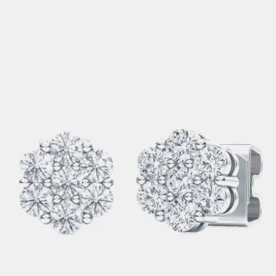 Pre-owned Made By Man 7 Stone Cluster Lab Grown Diamonds Earrings (1 1/2 Ctw)