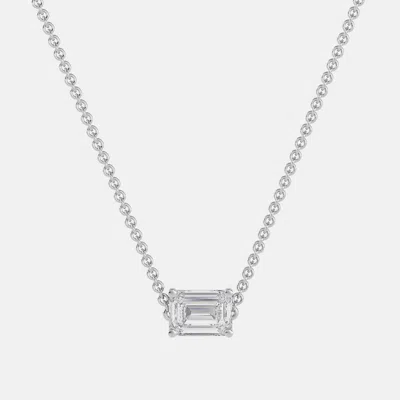 Pre-owned Made By Man 8.00 Ct Emerald 14k White Gold Lab Grown Diamonds Solitaire 4 Prong Pendant