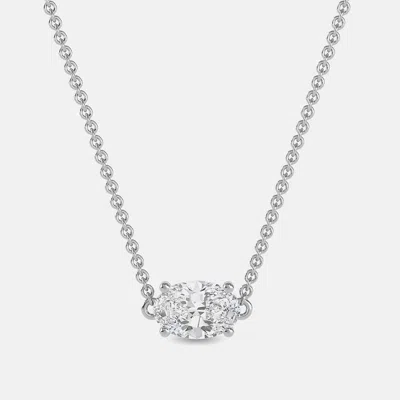 Pre-owned Made By Man 8.00 Ct Oval 14k White Gold Lab Grown Diamonds Solitaire 4 Prong Pendant