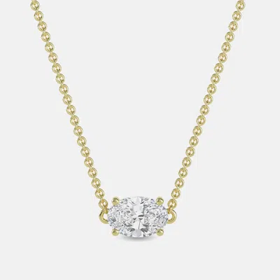 Pre-owned Made By Man 8.00 Ct Oval 14k Yellow Gold Lab Grown Diamonds Solitaire 4 Prong Pendant