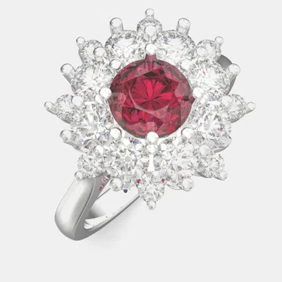 Pre-owned Made By Man 925 Sterling Silver Flower Color & Lab Grown Diamond Ring Us 7