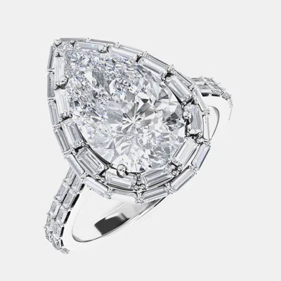 Pre-owned Made By Man Baguettes On Halo And Shank Bridal Ring (3.0 Ctw) Us 7