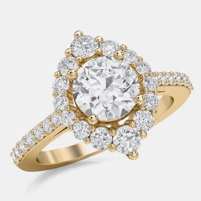 Pre-owned Made By Man Lab Grown Diamonds Halo Bridal Ring (2ctw Rd 1.15ct) Eu 48