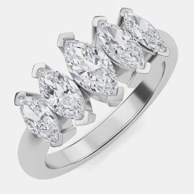 Pre-owned Made By Man Lab Grown Marquise 5 Diamond Bridal Ring (1 5/8 Ct 14k) Eu 48