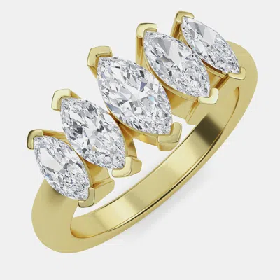 Pre-owned Made By Man Lab Grown Marquise 5 Diamond Bridal Ring (1 5/8 Ct 14k) Us 7