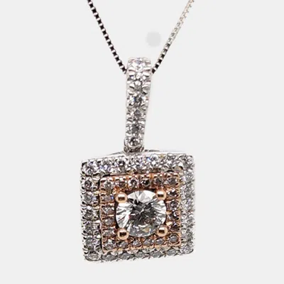 Pre-owned Made By Man Rose Gold/white Gold Round Cut Cushion Halo Pendant (0.91ct)