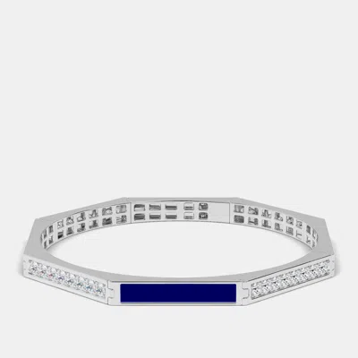 Pre-owned Made By Man Silver & Ceramic Octagon Shaped Alternating Hinged Bangle