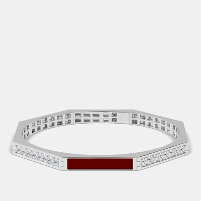 Pre-owned Made By Man Silver & Ceramic Octagon Shaped Alternating Hinged Bangle