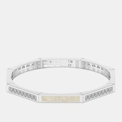 Pre-owned Made By Man Silver & Ceramic Octagon Shaped Alternating Hinged Bangle