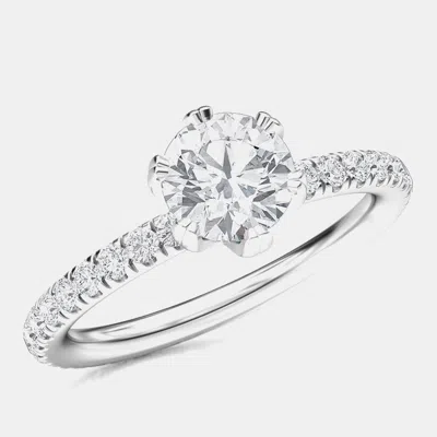 Pre-owned Made By Man Six Prong Solitaire Lab Grown Diamonds Bridal Ring Us 7