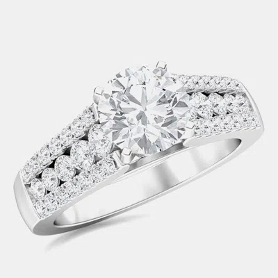 Pre-owned Made By Man Three Row Graduating Lab Grown Diamonds Solitaire Bridal Ring Us 7