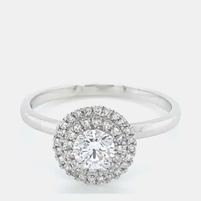 Pre-owned Made By Man Two Double Halo Plain Shank Ring (0.30ctw) Us 7