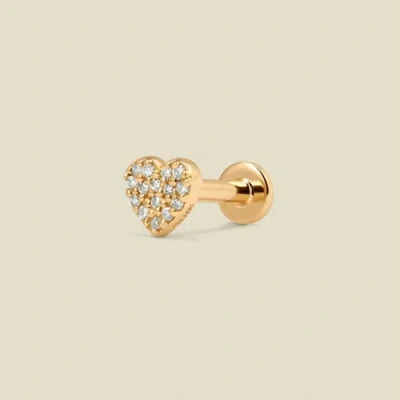 Made By Mary 14k Diamond Heart Stud Earring (flat Back) In Gold