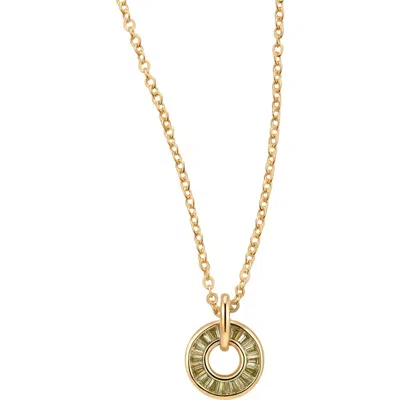 Made By Mary Baguette Birthstone Charm Necklace In August Gold Filled