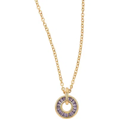 Made By Mary Baguette Birthstone Charm Necklace In February Gold Filled