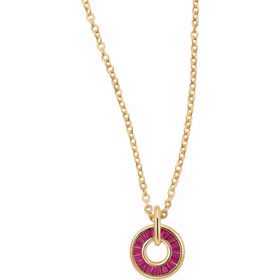 Made By Mary Baguette Birthstone Charm Necklace In July Gold Filled