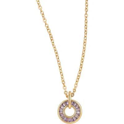 Made By Mary Baguette Birthstone Charm Necklace In Gold