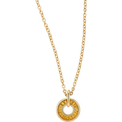 Made By Mary Baguette Birthstone Charm Necklace In Gold